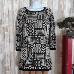 Black & Cream knit dress size S New Directions